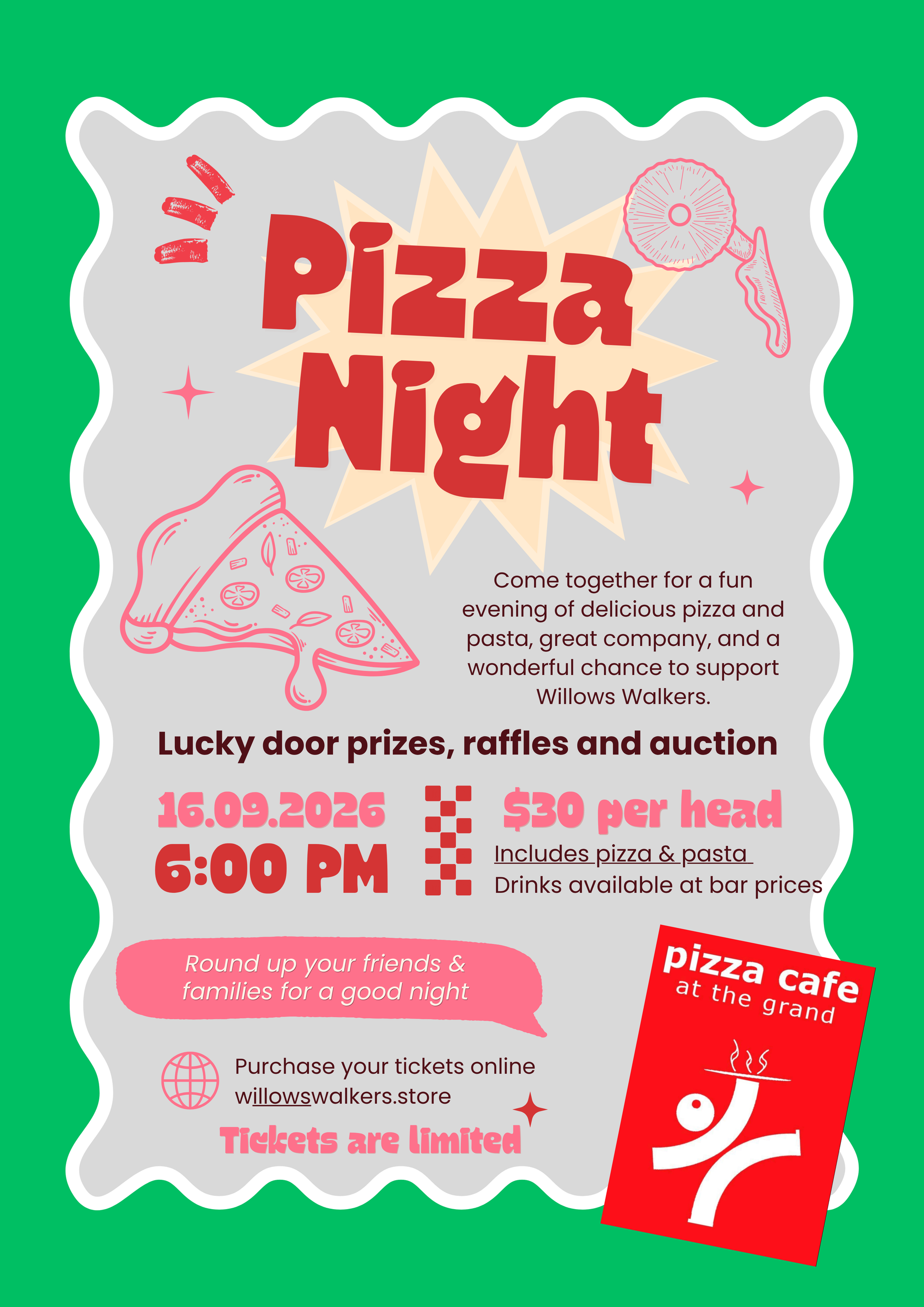PIZZA CAFE NIGHT TICKETS